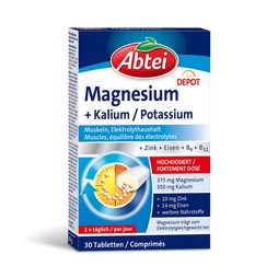 Abtei Magnesium + Kalium Tabletten Packung mit 30 Tabletten