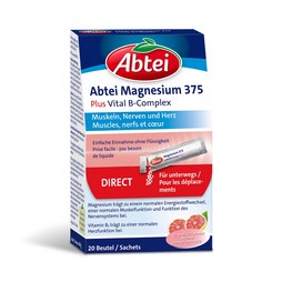 Abtei Magnesium 375 + Vitamin B Complex Granulat Packung mit 20 Portionen