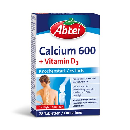 Abtei Knochenstark Calcium 600 + D3 Tabletten Packung mit 28 Tabletten